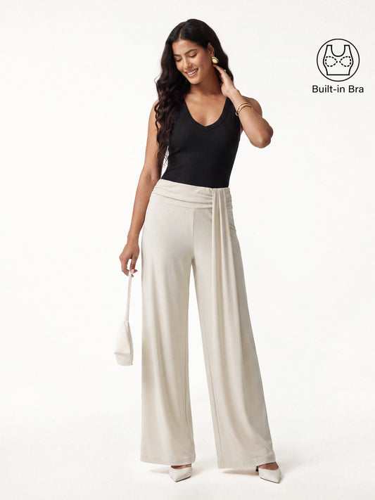 OGLmove Women's V-Neck Bra Tank & Wide-Leg Pants Set