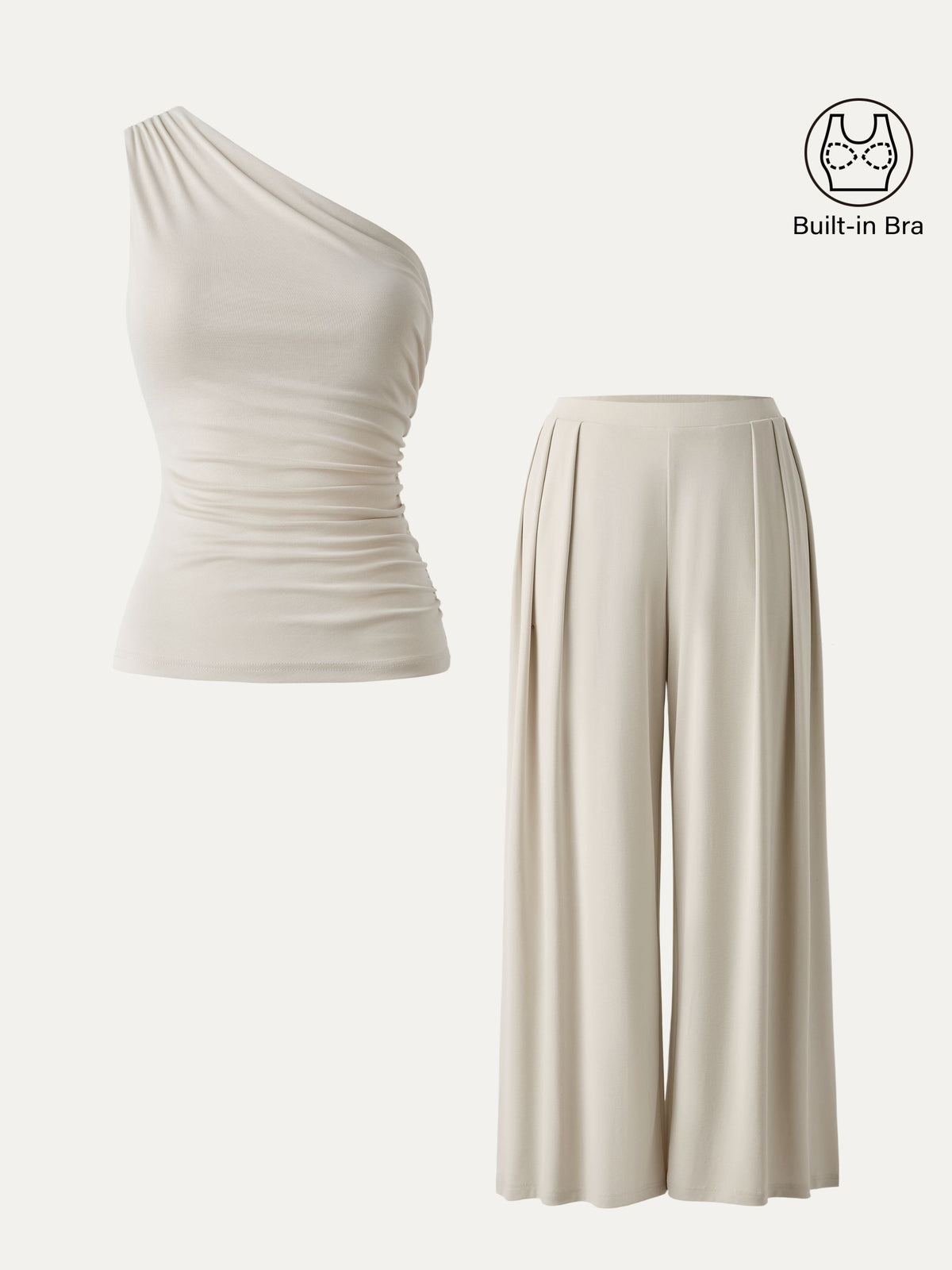 Women's 2-Piece Wide Leg Palazzo Pants and Ruched Bra Tank Set