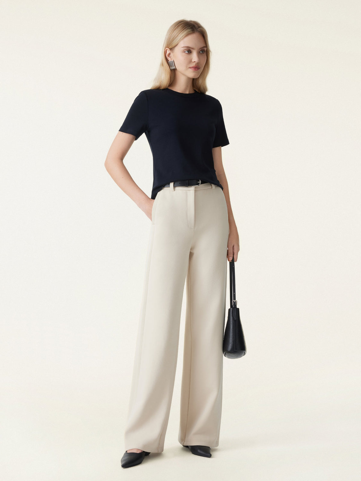 OGLmove Women's Stretchy Mid-Rise Wide-Leg Trouser
