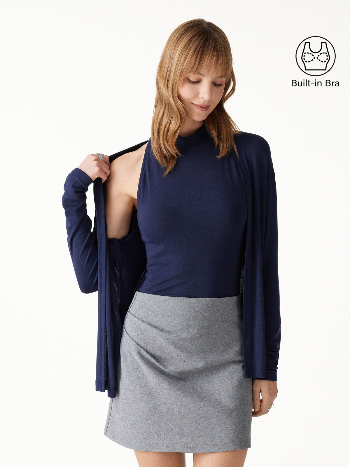 OGLmove Women's Mock Neck Bra Top and Cardigan Set