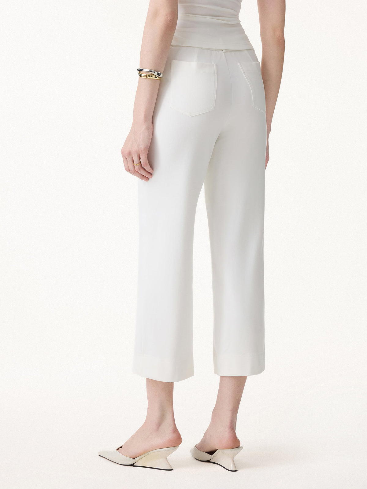 OGLmove Women's Mid Rise Cropped Wide Leg Pants with Pockets