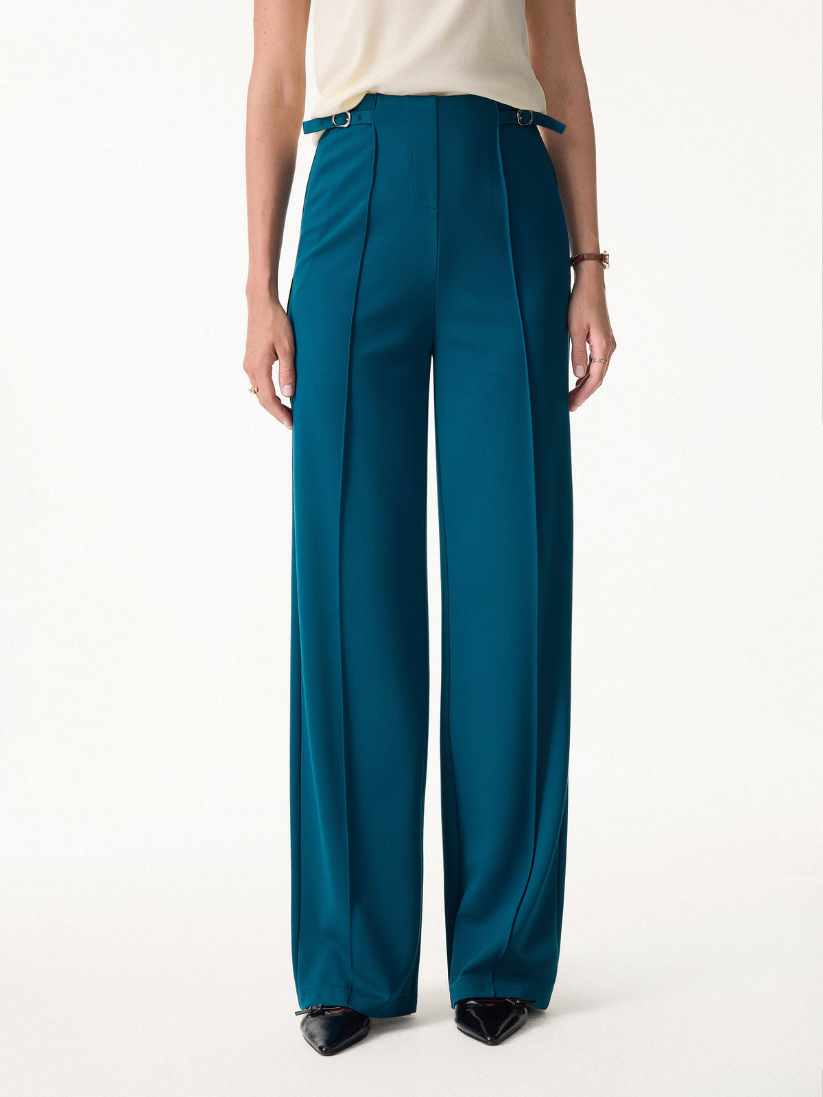 OGLmove Women's 4-Way Stretch Drapey High Rise Wide Leg Ankled Pant