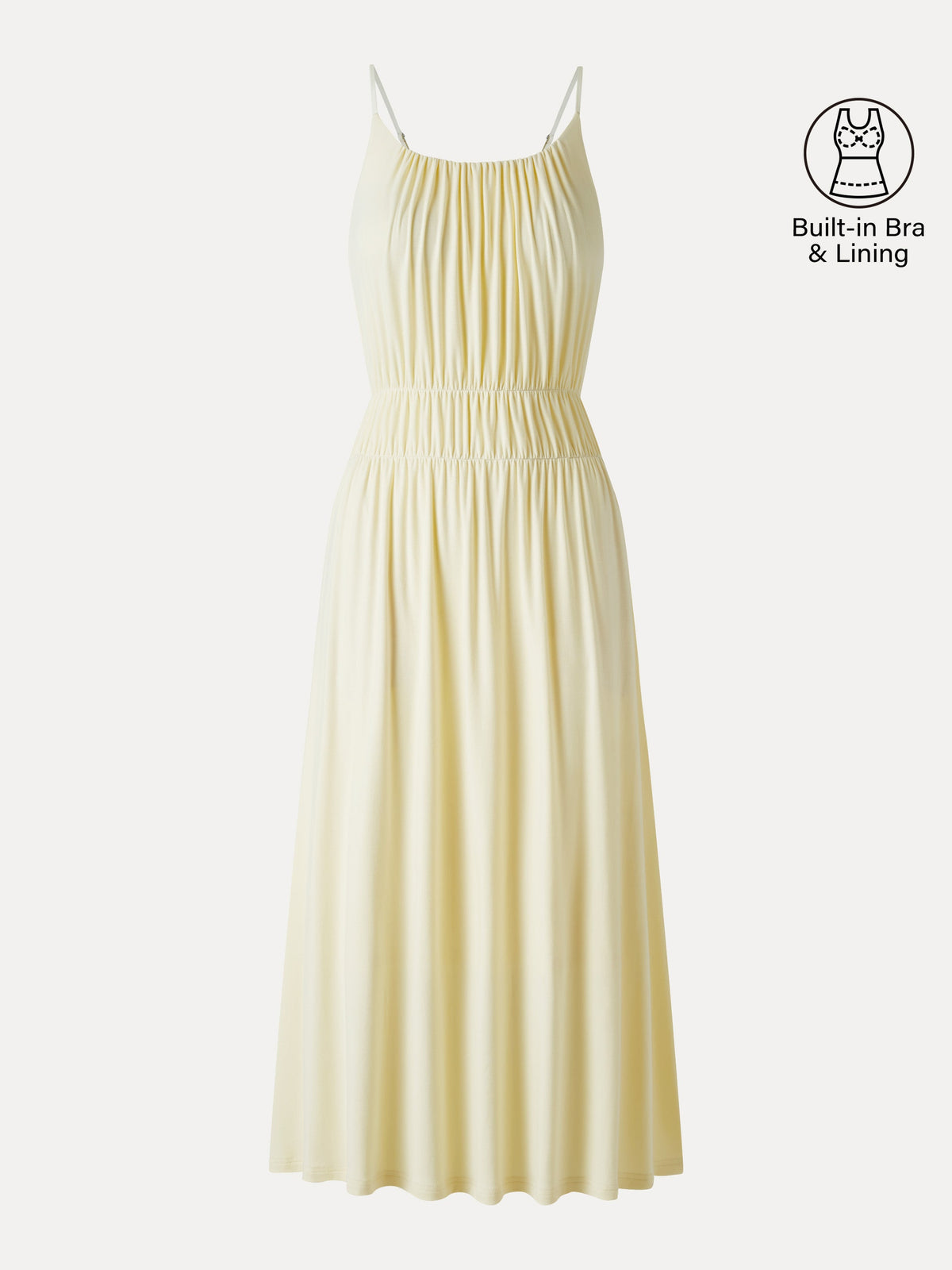 OGLmove Women's Vacay Gathered U-Neck Spaghetti Midi Bra Dress