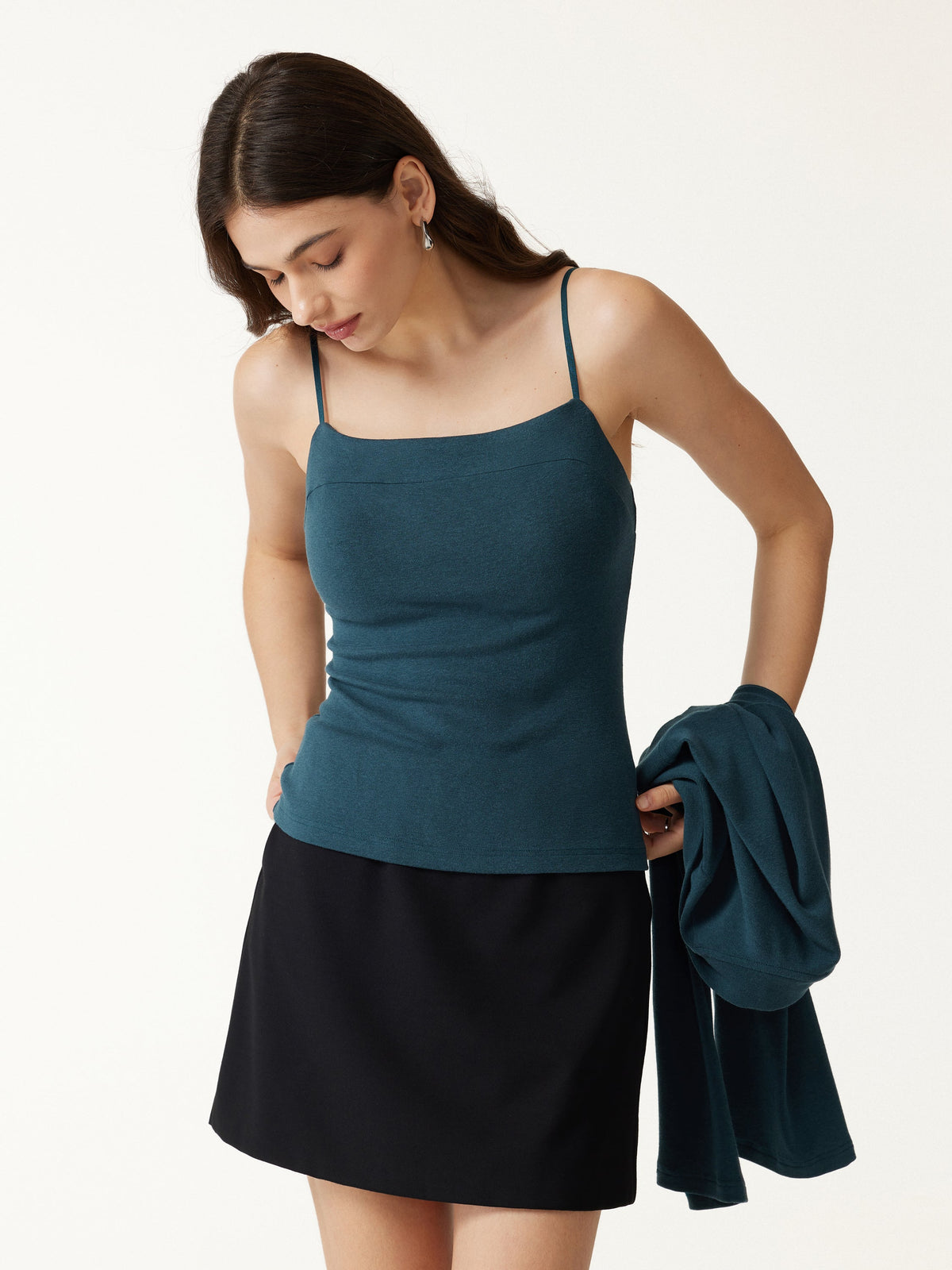 OGLmove Women's Cardigan Bra Cami and Midi Skirt Set