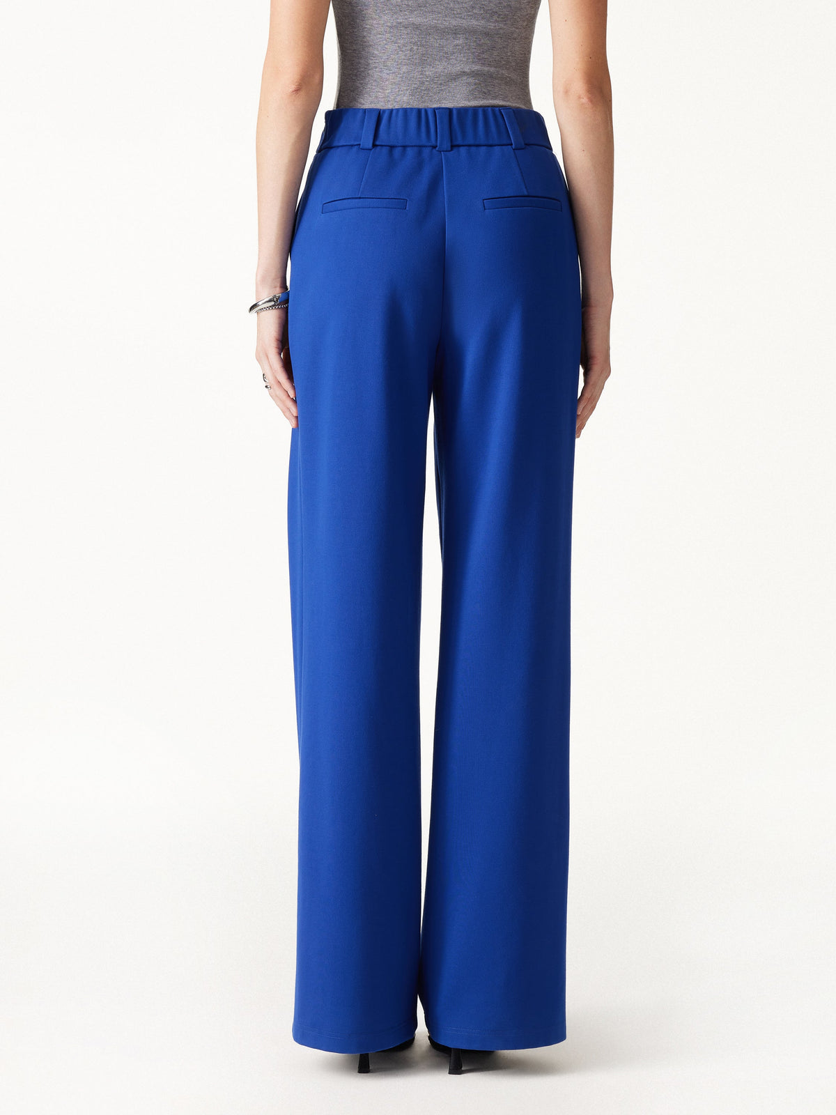 OGLmove Women's Ponte Mid-Rise Wide-Leg Tuck Pants with Pockets