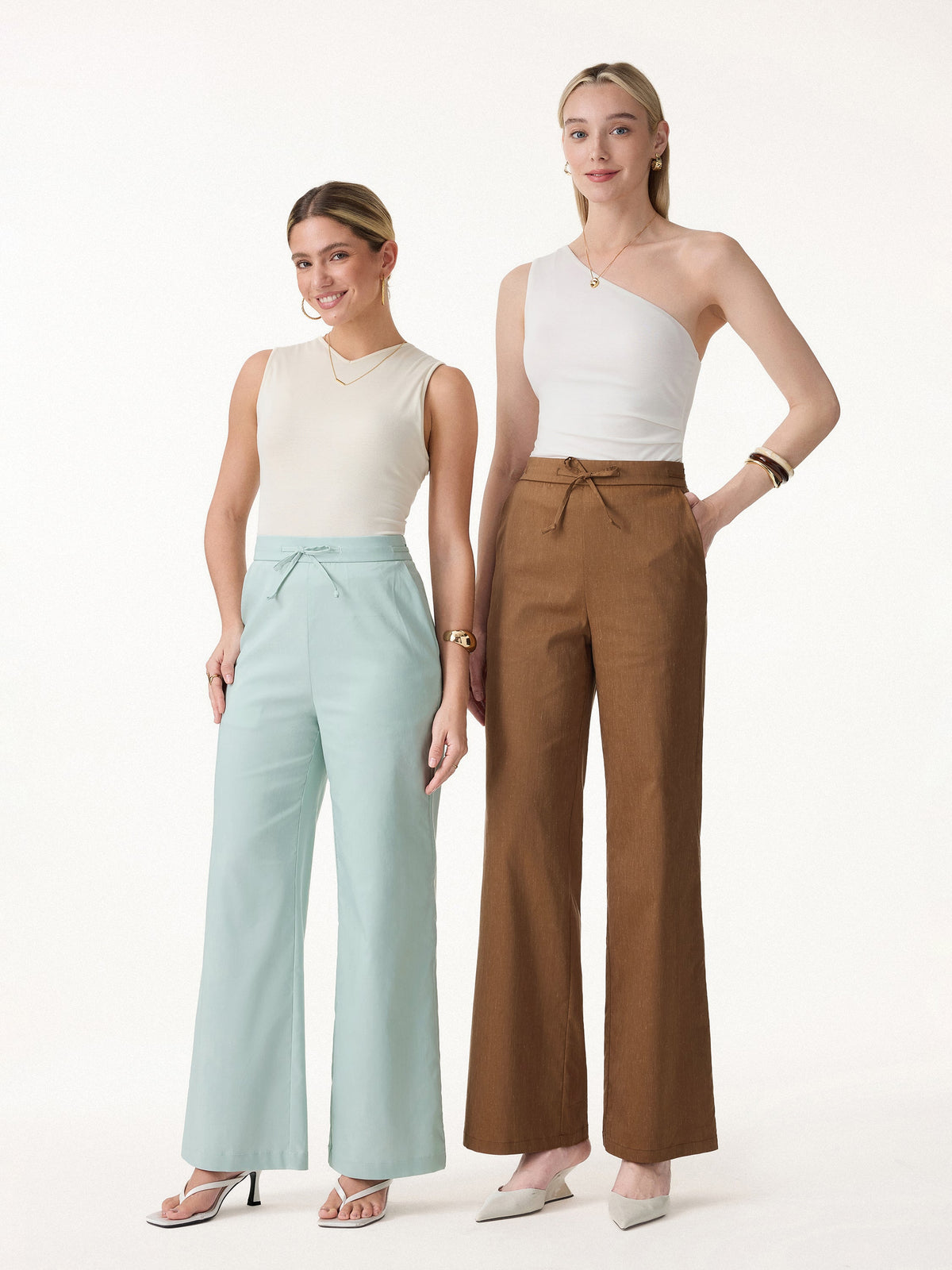 OGLmove Women's Drawstring Wide-Leg Pants with Pockets