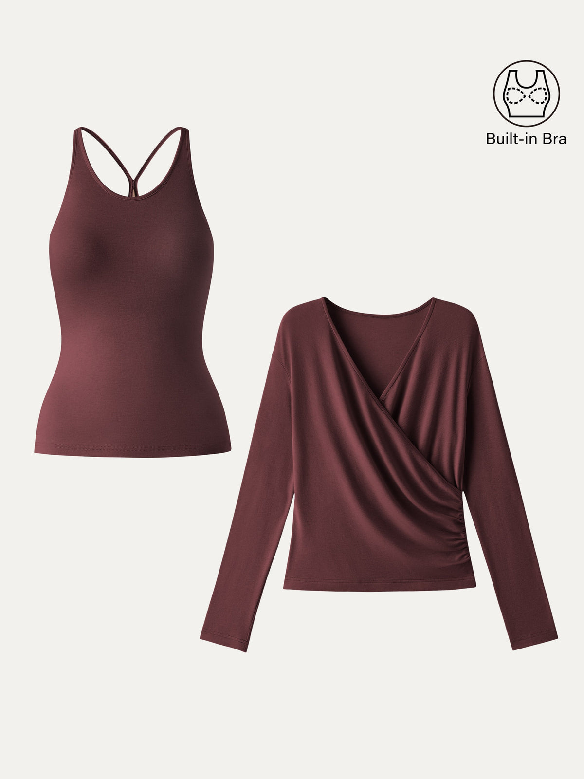 OGLmove Women's 2-Piece Eco-MiyaMoon® Cami & Surplice Top Set