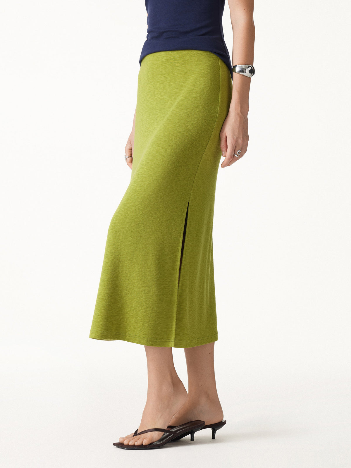 OGLmove Women's Eco-Mousse Side-Slit A-Line Midi Skirt