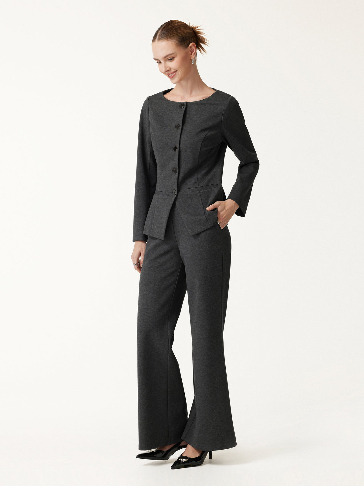 OGLmove Women's 2-Piece Jacket & Wide-Leg Pants Set