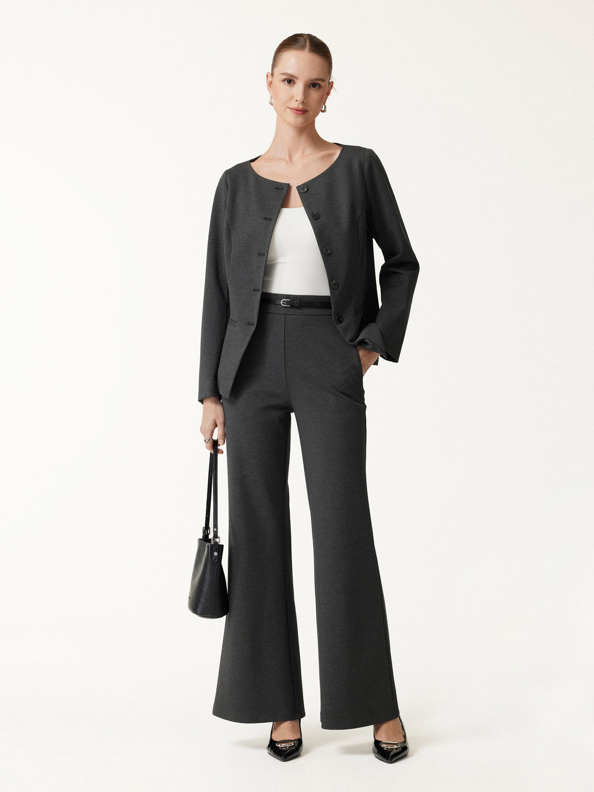 OGLmove Women's 2-Piece Jacket & Wide-Leg Pants Set