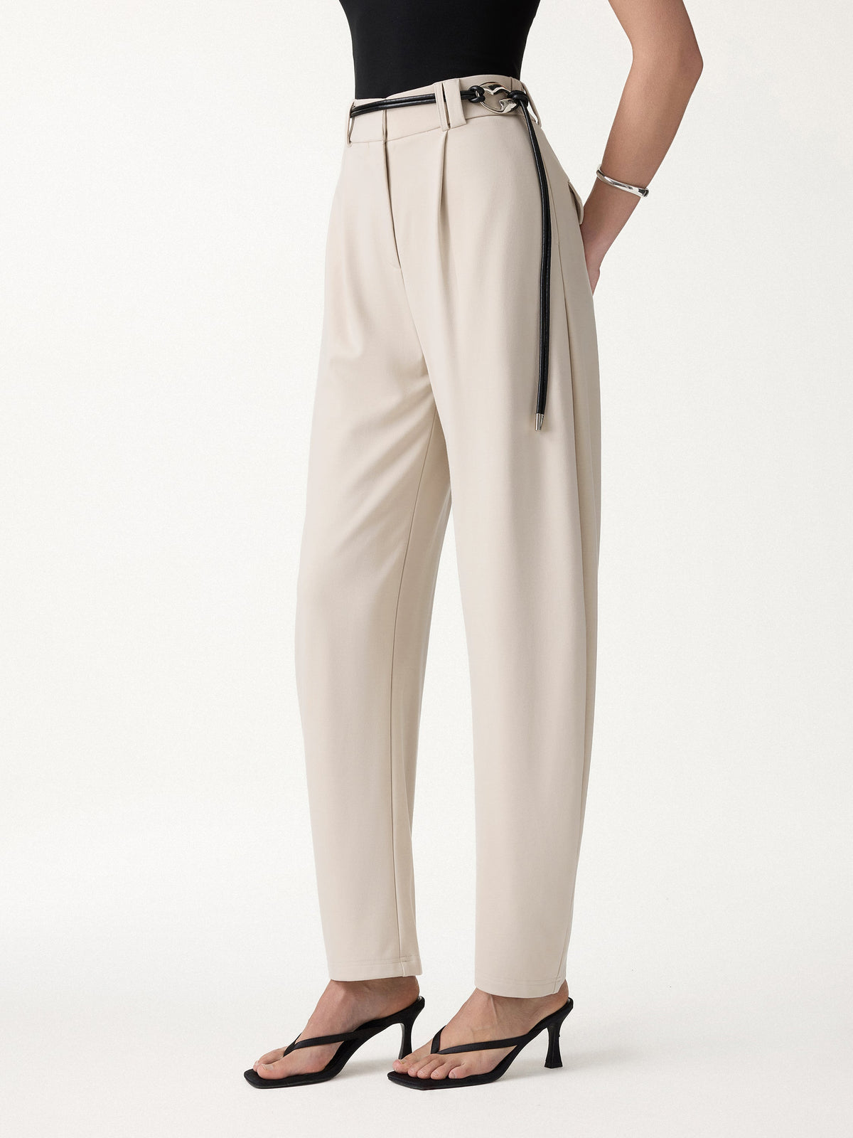 OGLmove Women's Ponte High-Rise Cropped Barrel Pants