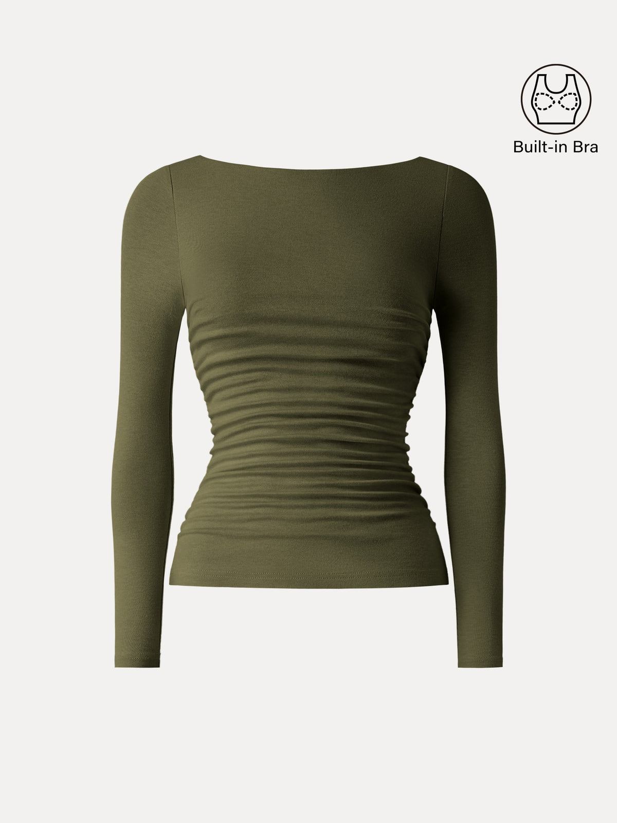 OGLmove Women's Eco-Mousse® Boatneck Ruched Bra Top