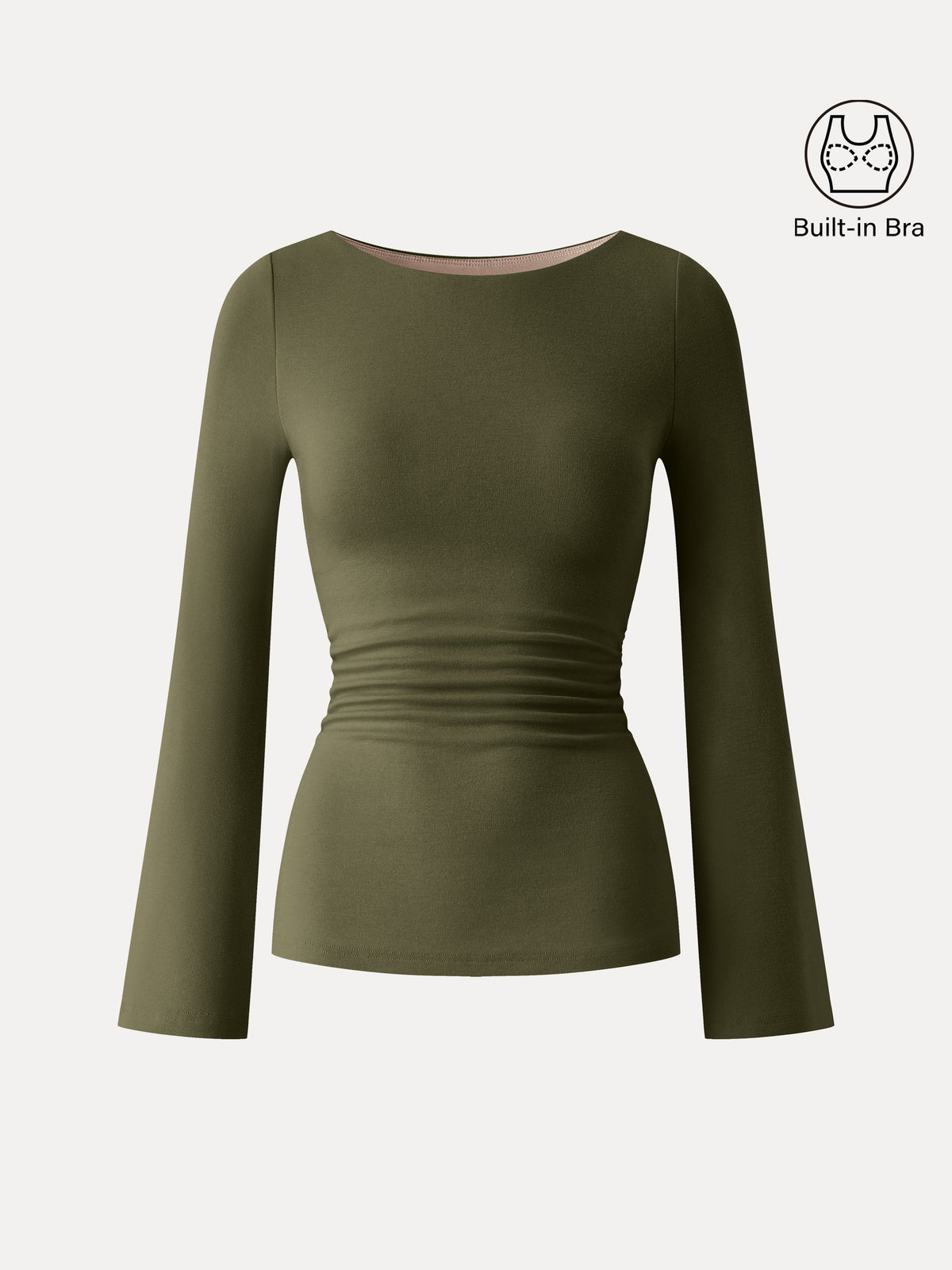 OGLmove Women's Eco-Mousse Bell Sleeve Ruched Bra Top