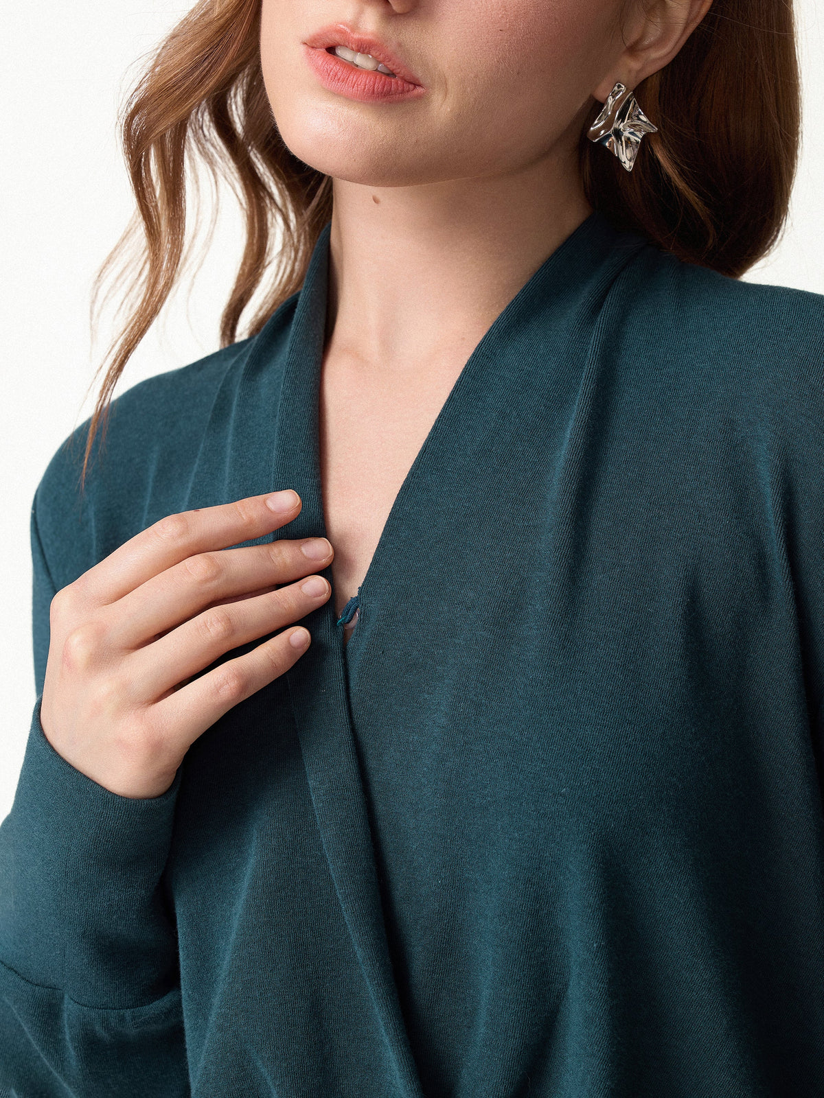 OGLmove Women's Surplice Long Sleeve Top and A-Line Skirt Set
