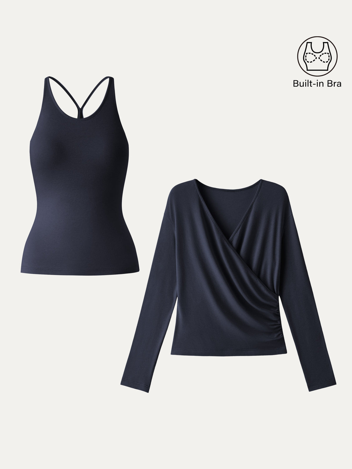 OGLmove Women's 2-Piece Eco-MiyaMoon® Cami & Surplice Top Set