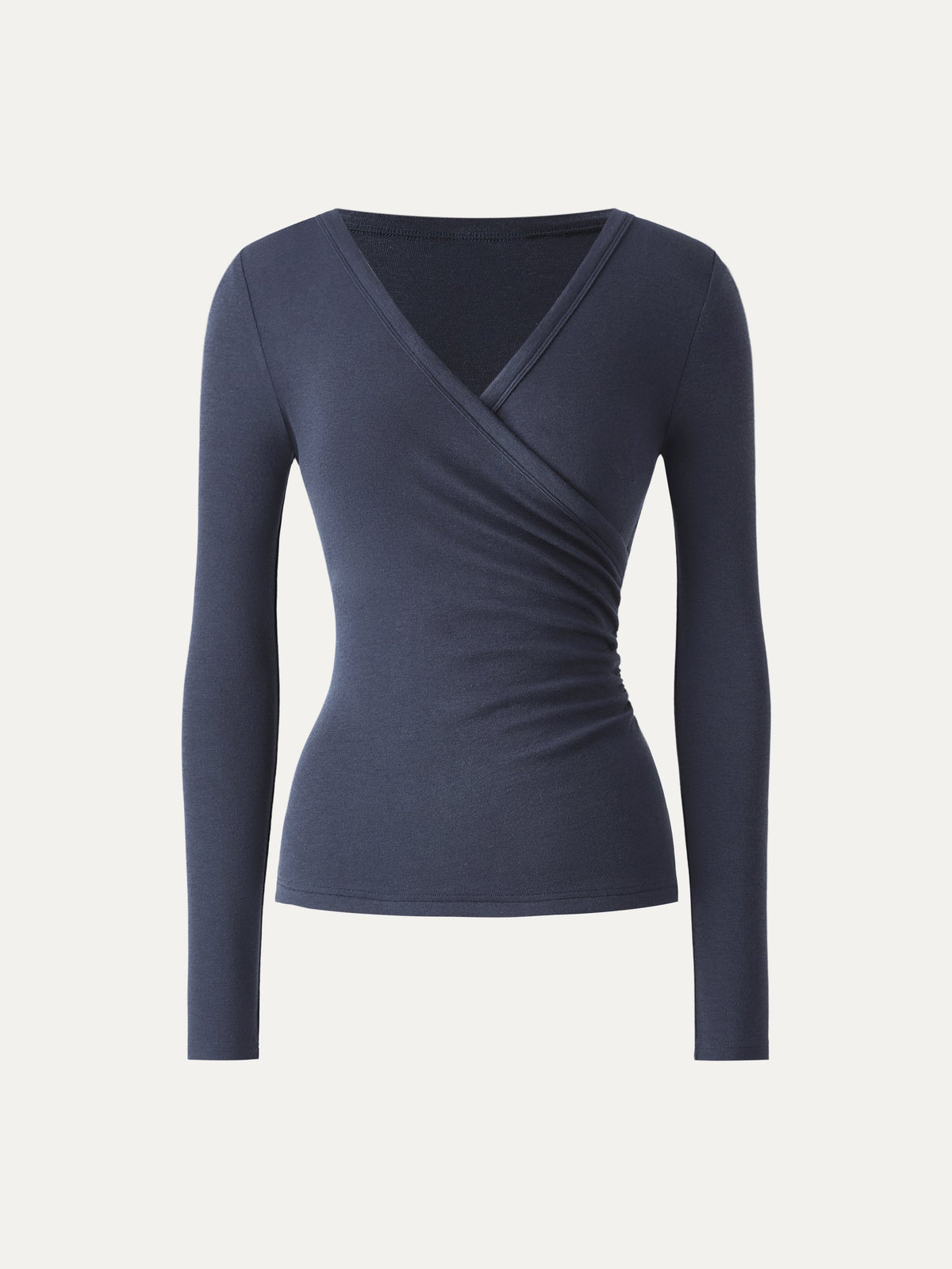 OGLmove Women's Eco-MiYaMoon Surplice Ruched Long Sleeve Top