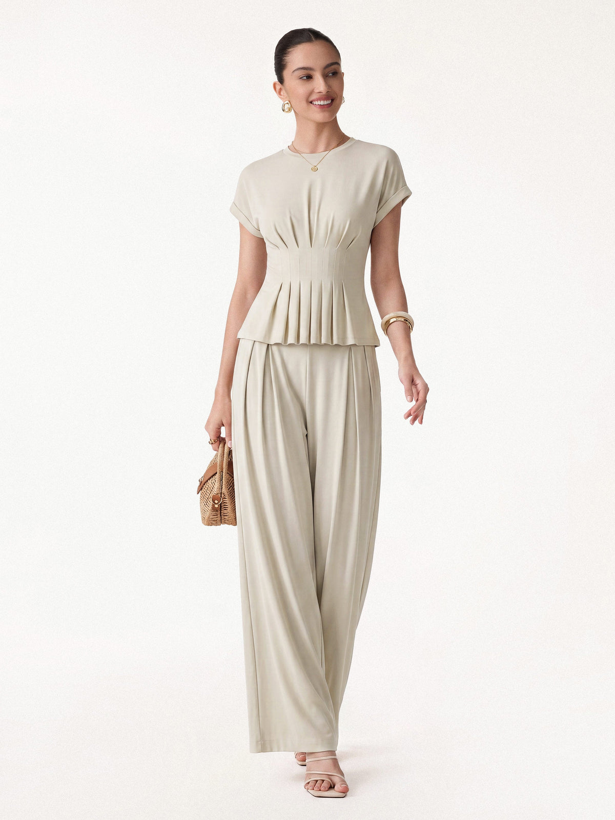 OGLmove Women's 2-Piece Tee and Wide Leg Pants Set