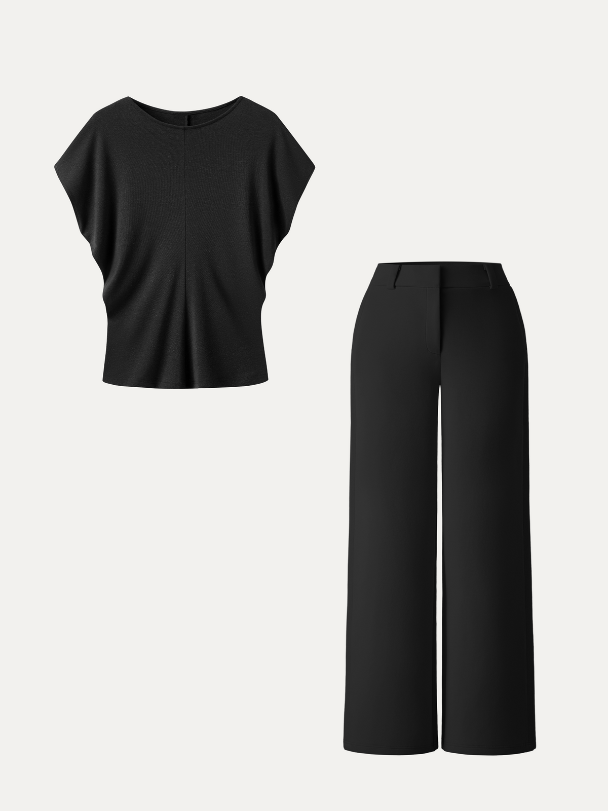 OGLmove Women's Relaxed Top and Mid-Rise Wide-Leg Trousers Set