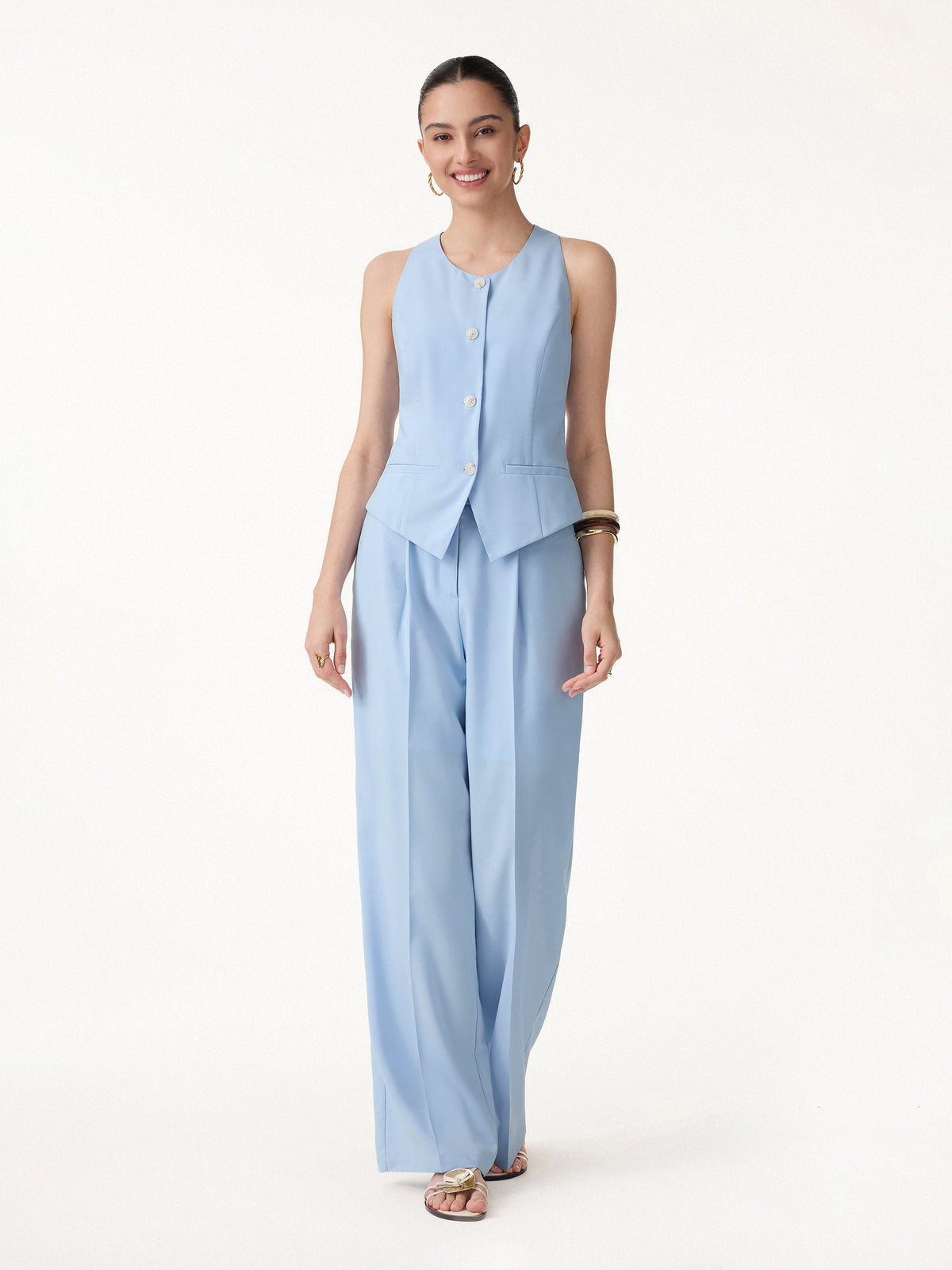 OGLmove Women's Linen Summer Waistcoat with Pockets