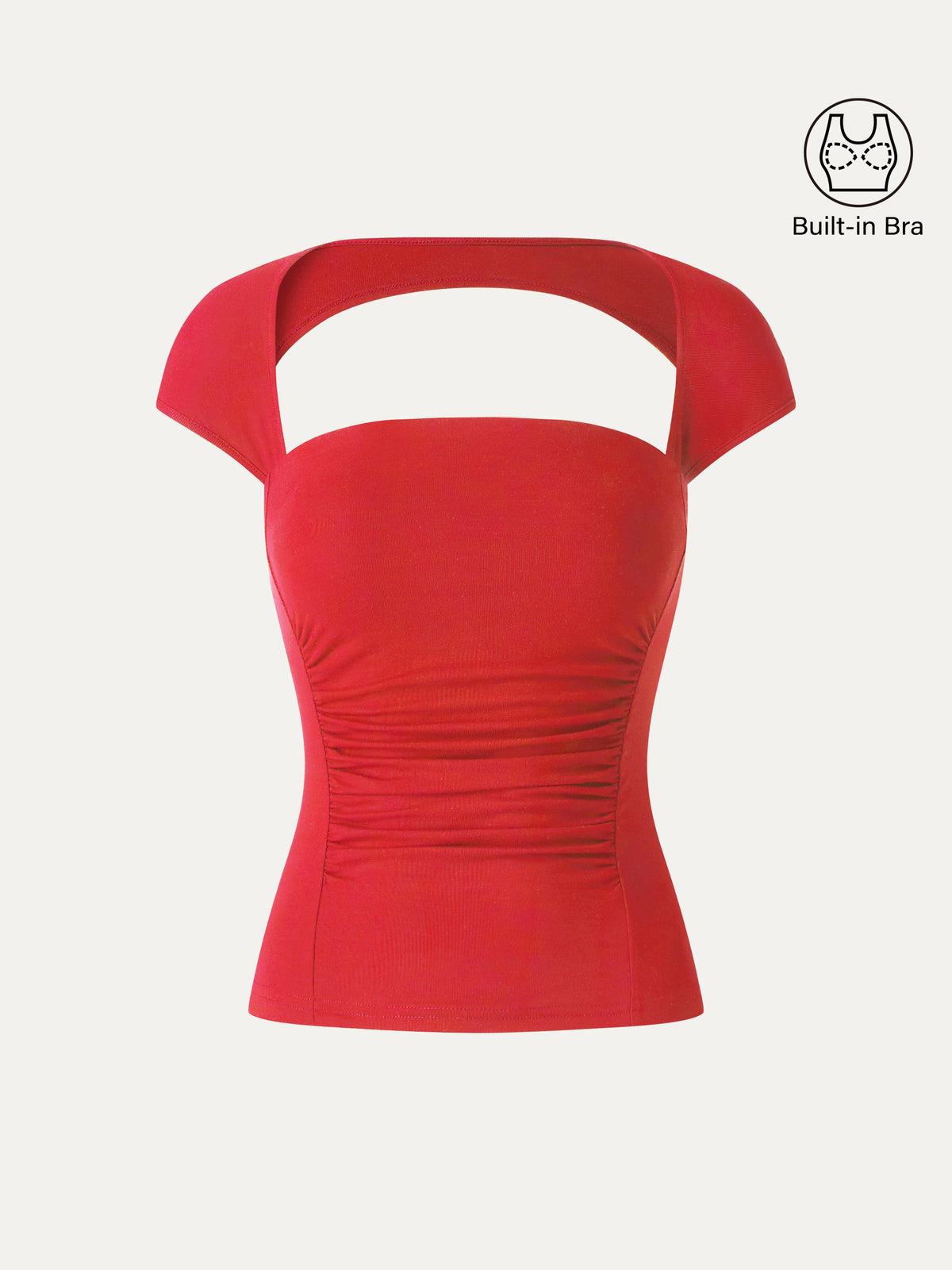 OGLmove Women's SkinKiss Square Neck Cutout Back Ruched Bra Top
