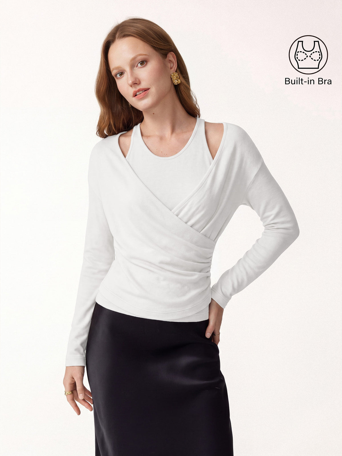 OGLmove Women's Eco-MiYaMoon Cashmere Cami and Surplice Ruched Top Set
