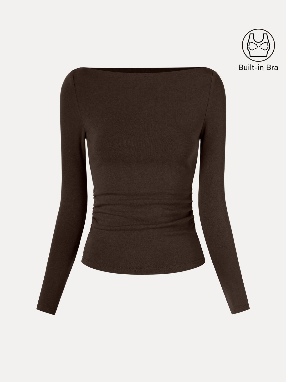 OGLmove Women's Modern Side Ruched Boatneck Bra Top