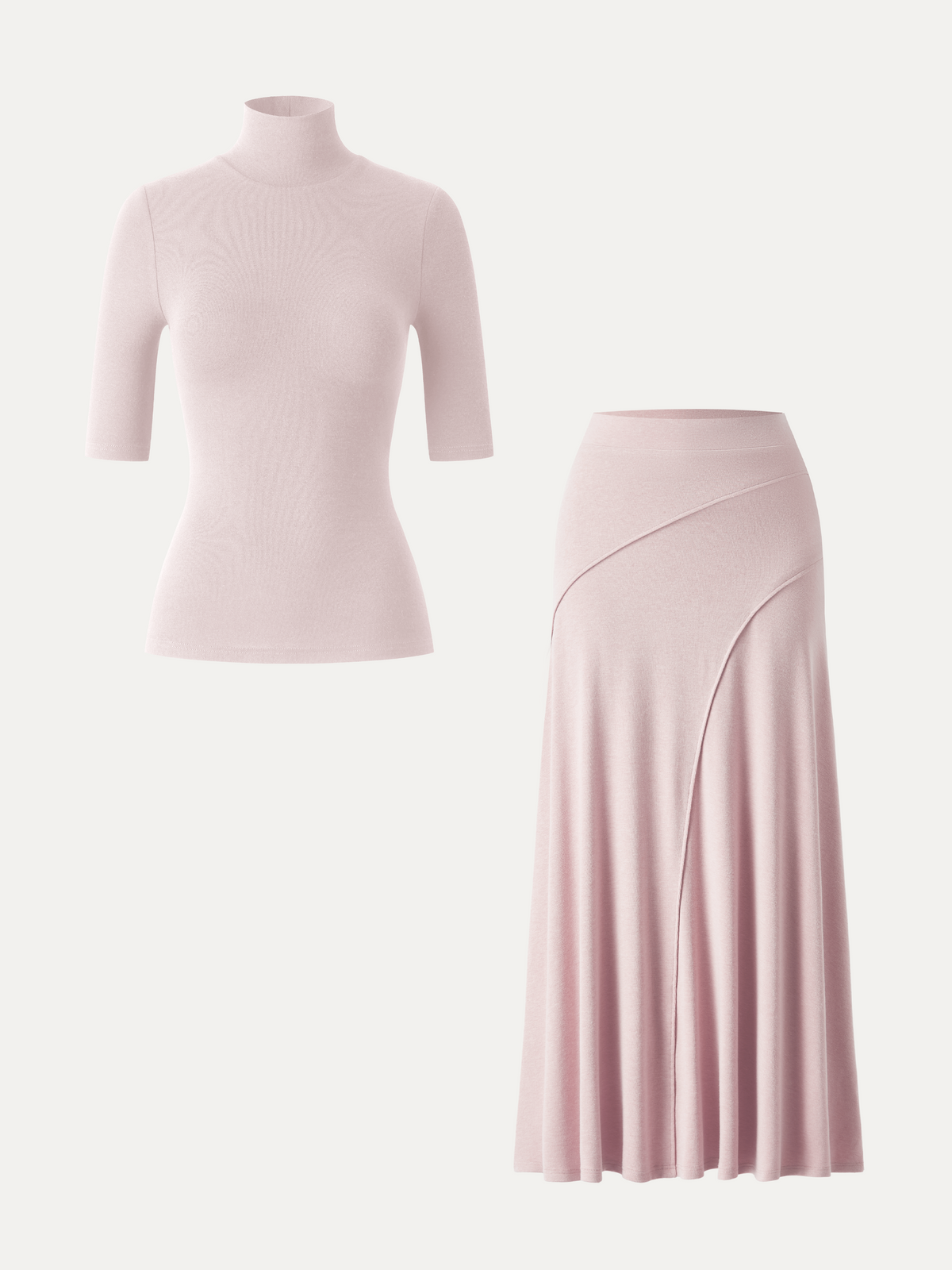 OGLmove Women's Turtleneck Bra Top and Maxi Skirt Set