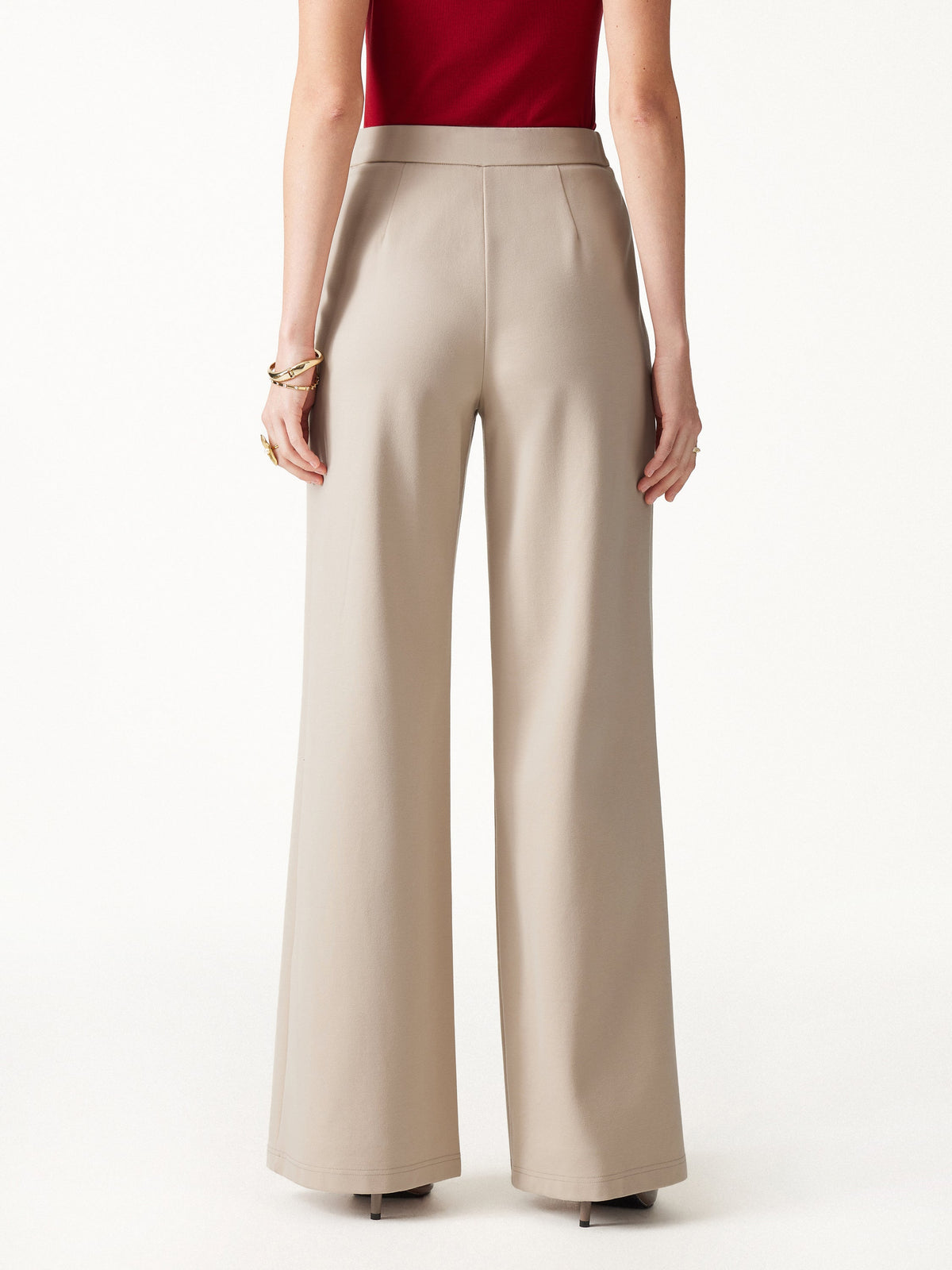 OGLmove Women's Ponte High-Rise Wide-Leg Gusset Pants