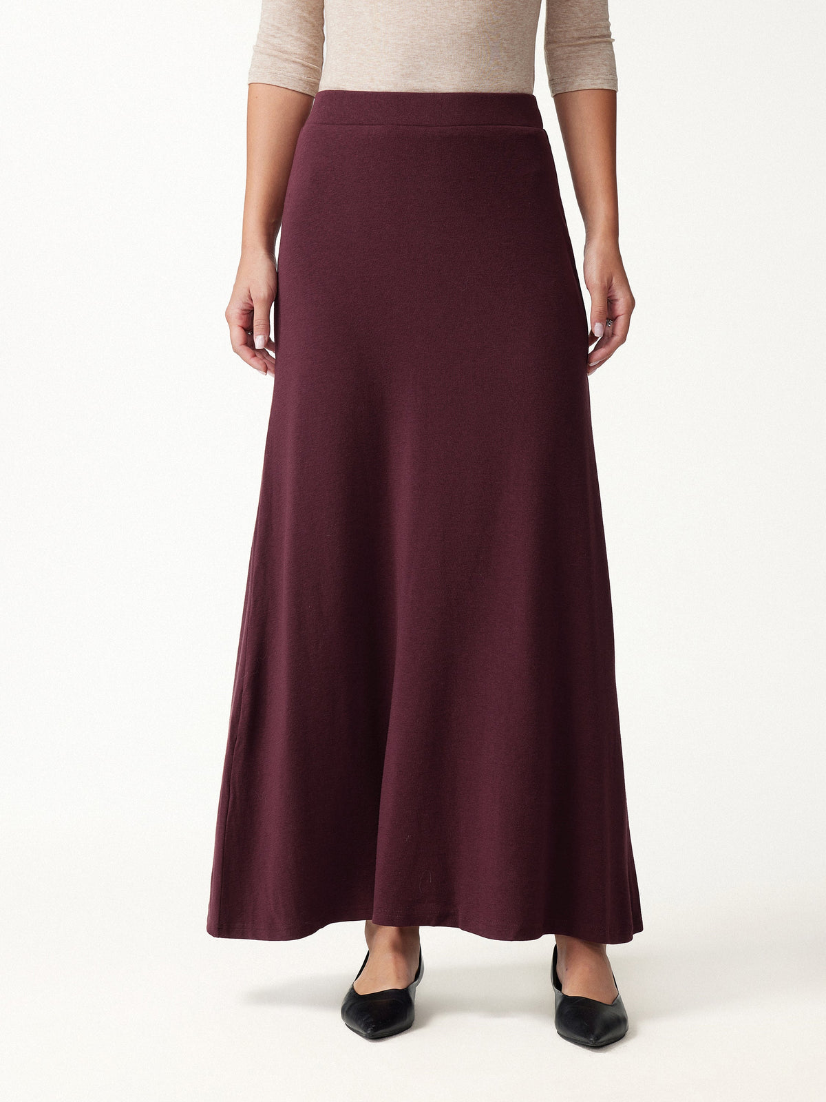 OGLmove Women's Boatneck Long Sleeve Top & Maxi Skirt Set