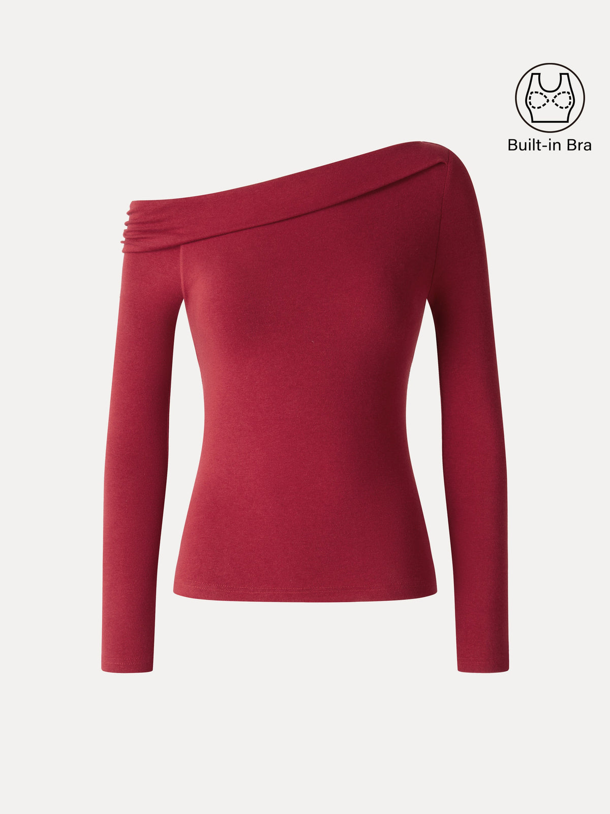 OGLmove Women's Eco-Mousse Asymmetrical Neck Long Sleeve Bra Top