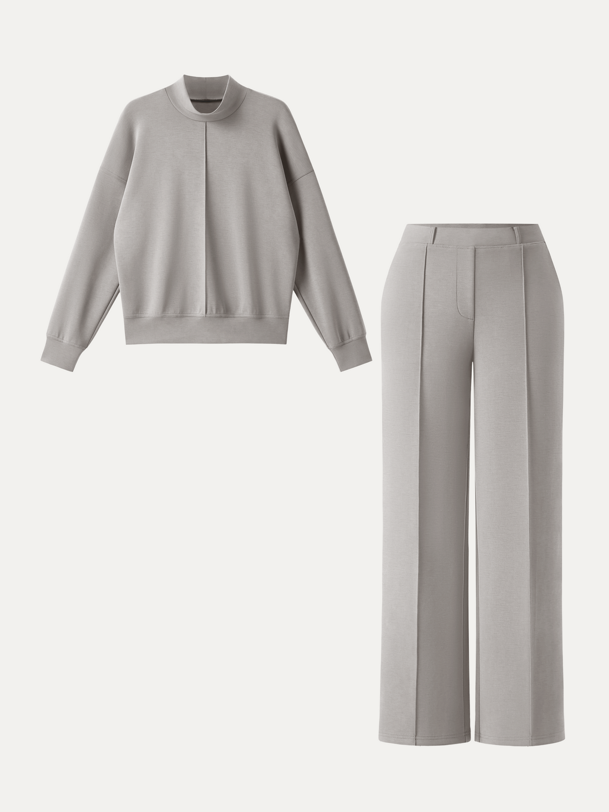OGLmove Women's Mockneck Pullover & Mid Rise Straight Leg Pants Set