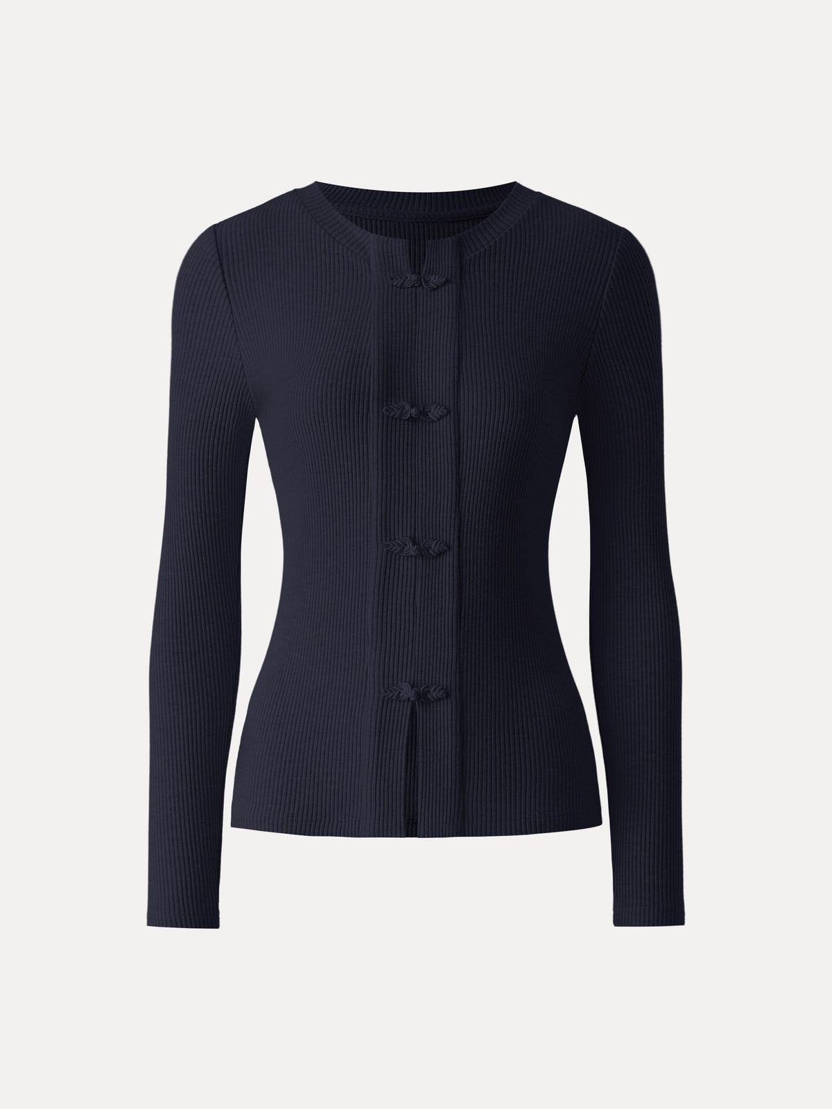 OGLmove Women's Ribbed Frog Button Long Sleeve Top