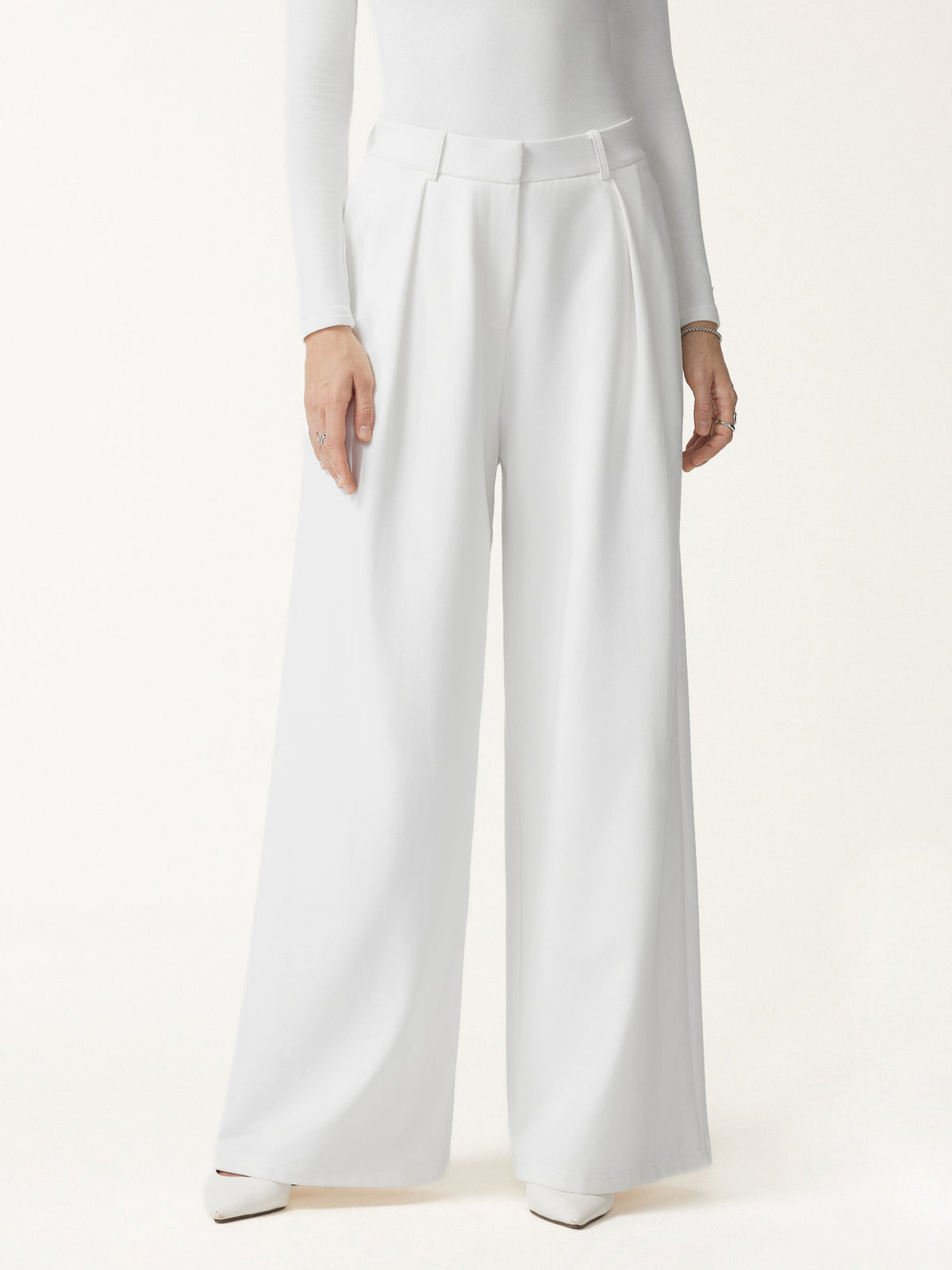 OGLmove Women's Not-See-Thru High-Rise Wide-Leg Pants with Pockets