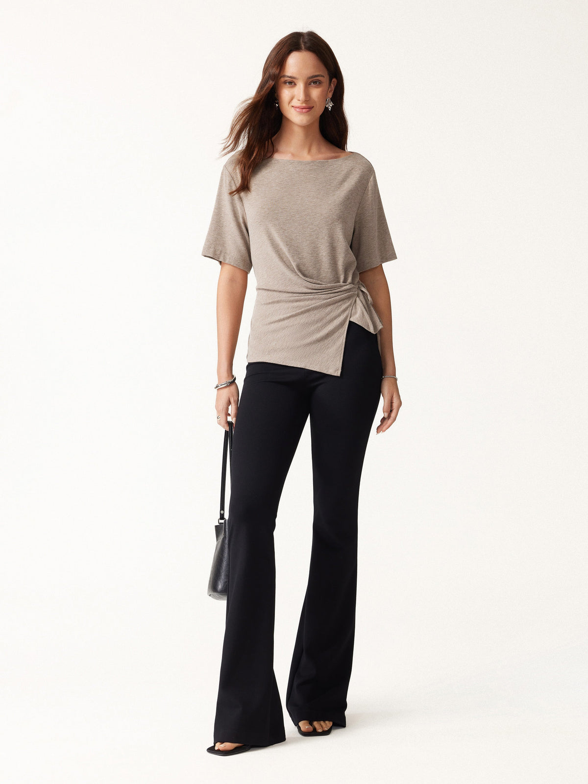 OGLmove Women's Eco-Mousse Slash Neck Tie-Side Top