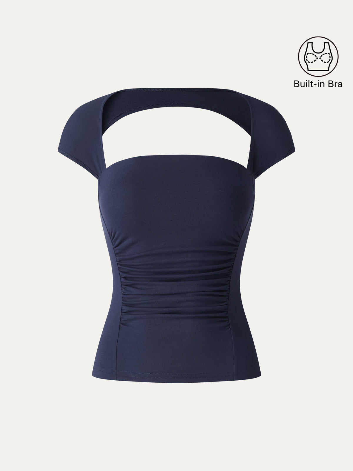 OGLmove Women's SkinKiss Square Neck Cutout Back Ruched Bra Top