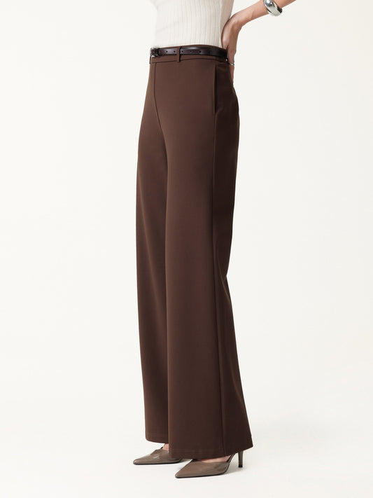 OGLmove Women's Ponte Mid-Rise Wide-Leg Pants with Pockets