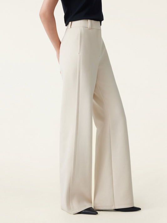 OGLmove Women's Stretchy Mid-Rise Fly-Front Wide-Leg Trousers