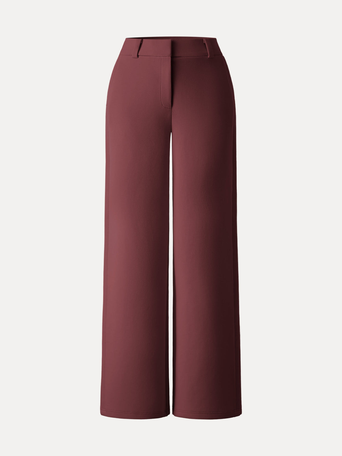 OGLmove Women's Stretchy Mid-Rise Fly-Front Wide-Leg Trousers