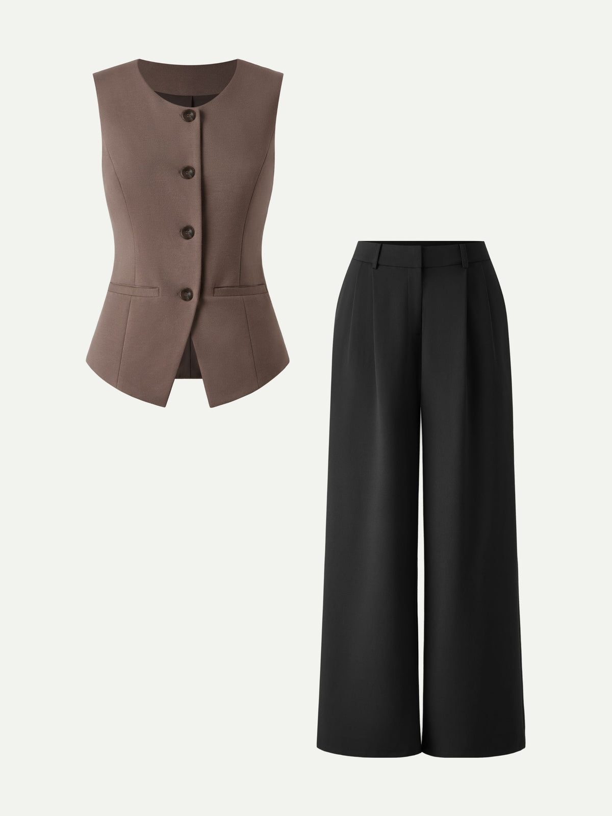 OGLmove Women's Waistcoat & Wide Leg Pant Set