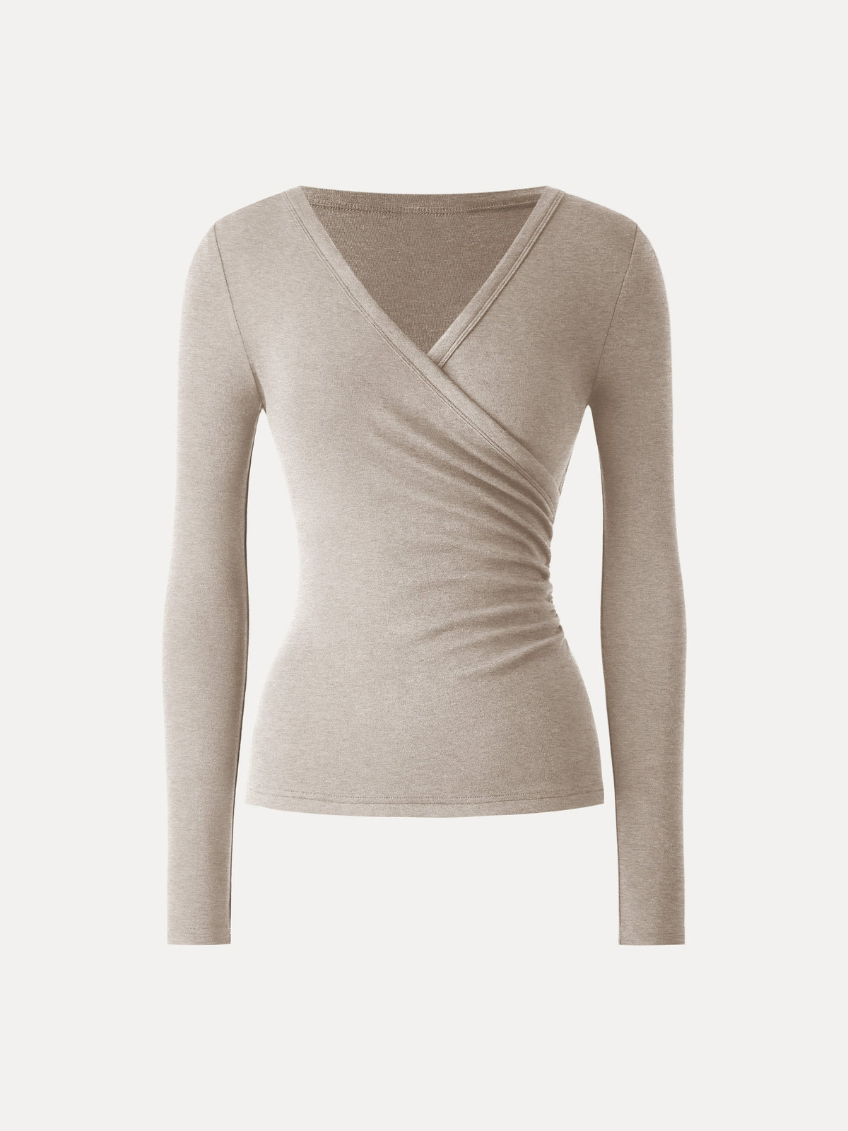 OGLmove Women's Eco-MiYaMoon Surplice Ruched Long Sleeve Top