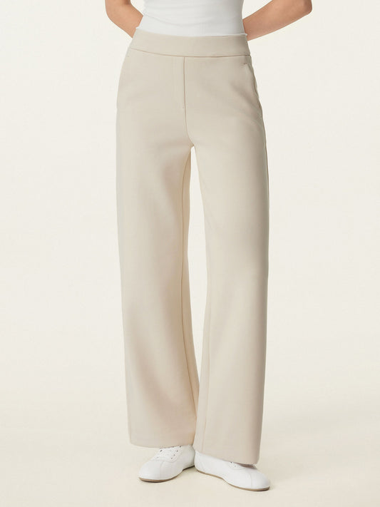 OGLmove Women's Textured Mid-Rise Pull-on Straight Pants with Pockets