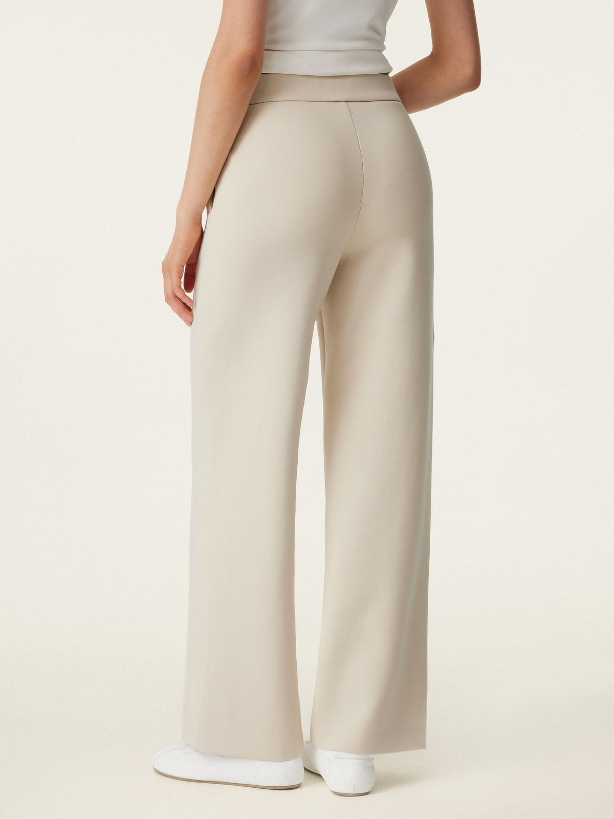 OGLmove Women's Textured Mid-Rise Pull-on Straight Pants with Pockets