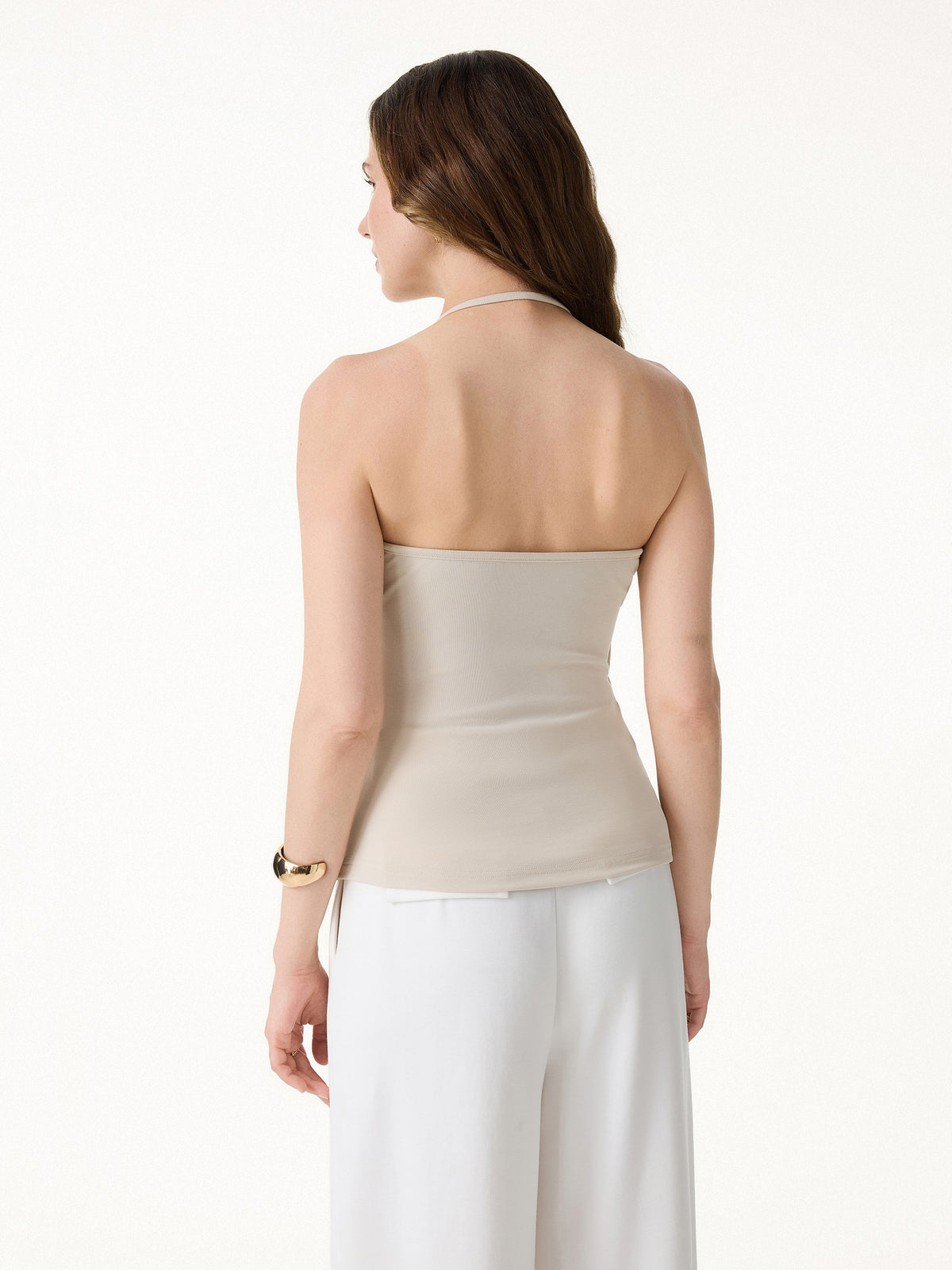 OGLmove Women's Modal Halter Neck Ruched Bra Top