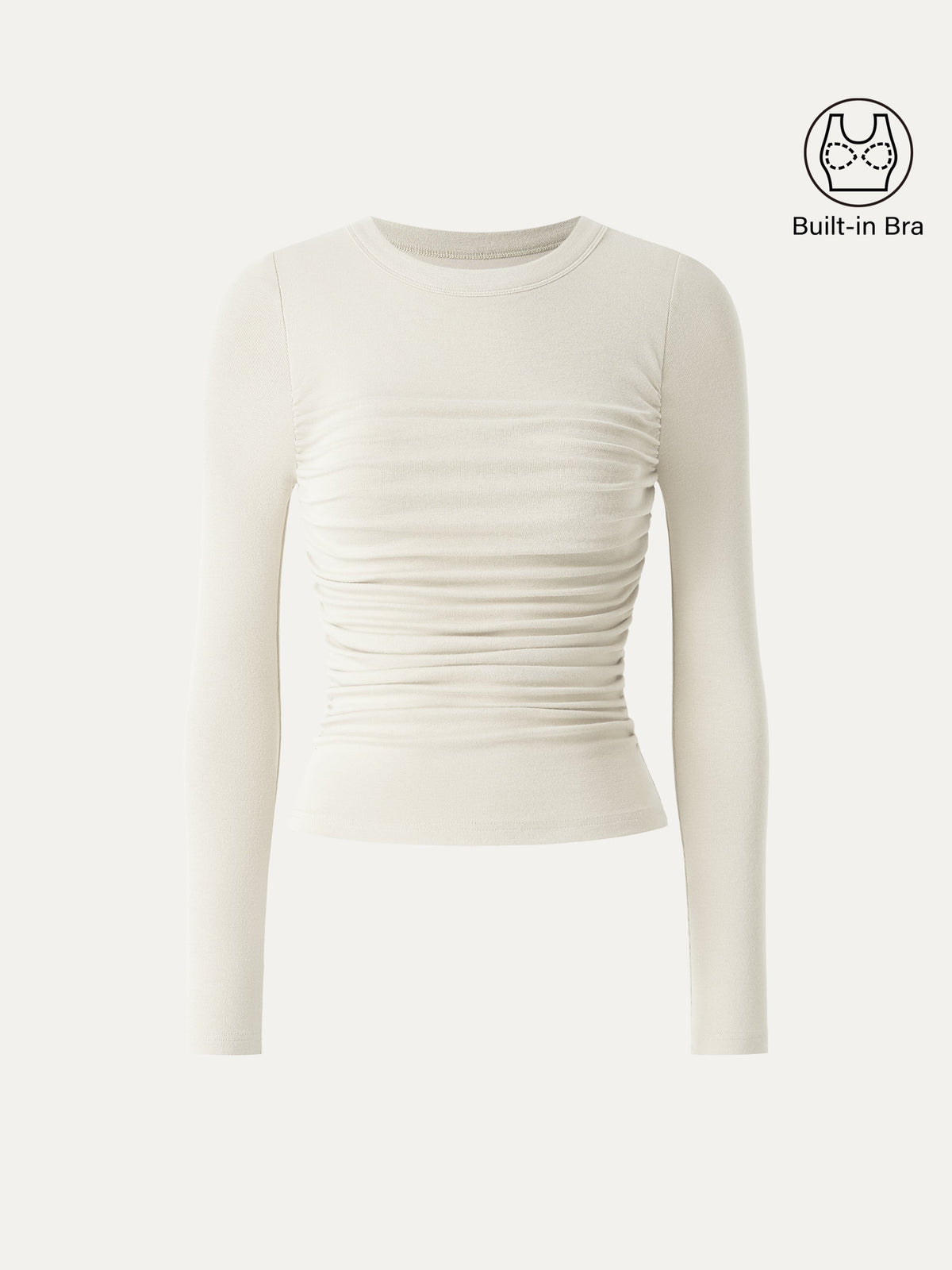 OGLmove Women's Eco-Mousse Roundneck Long Sleeve Ruched Bra Top