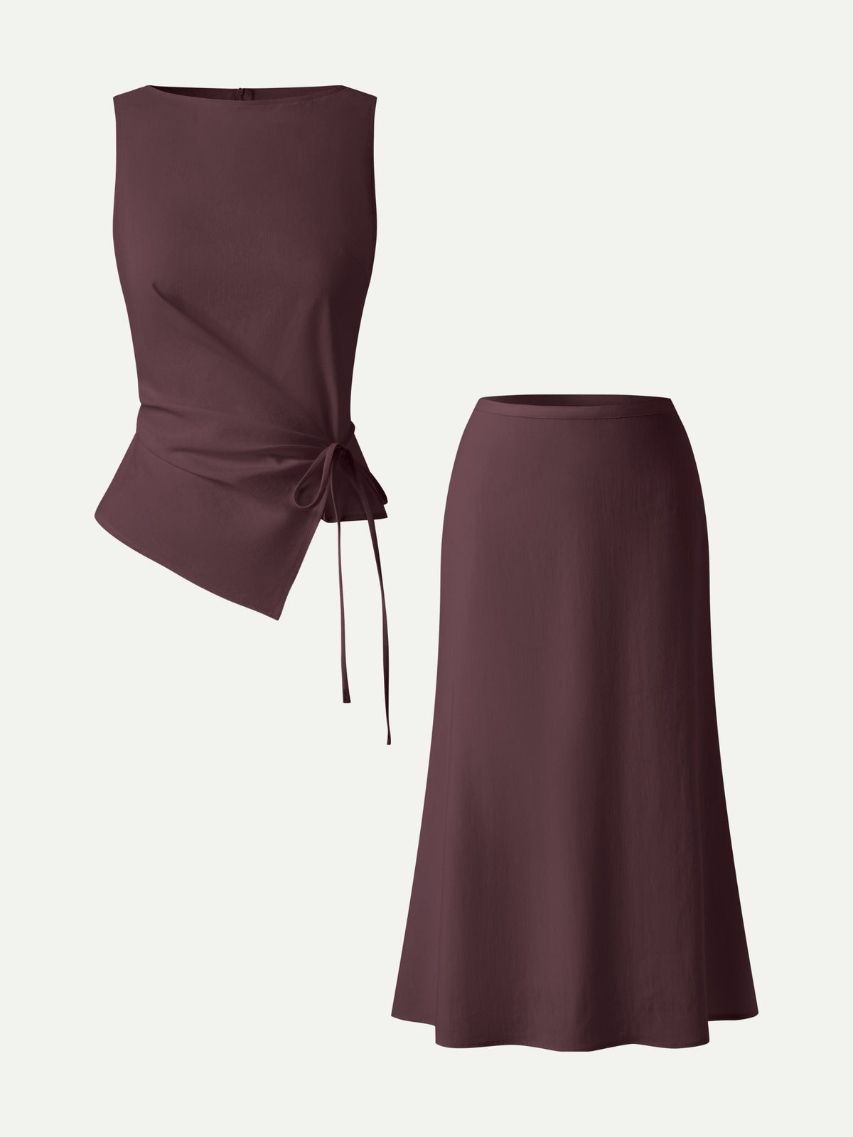 OGLmove Women's Boatneck Waist-Defined Top and Maxi Skirt Set