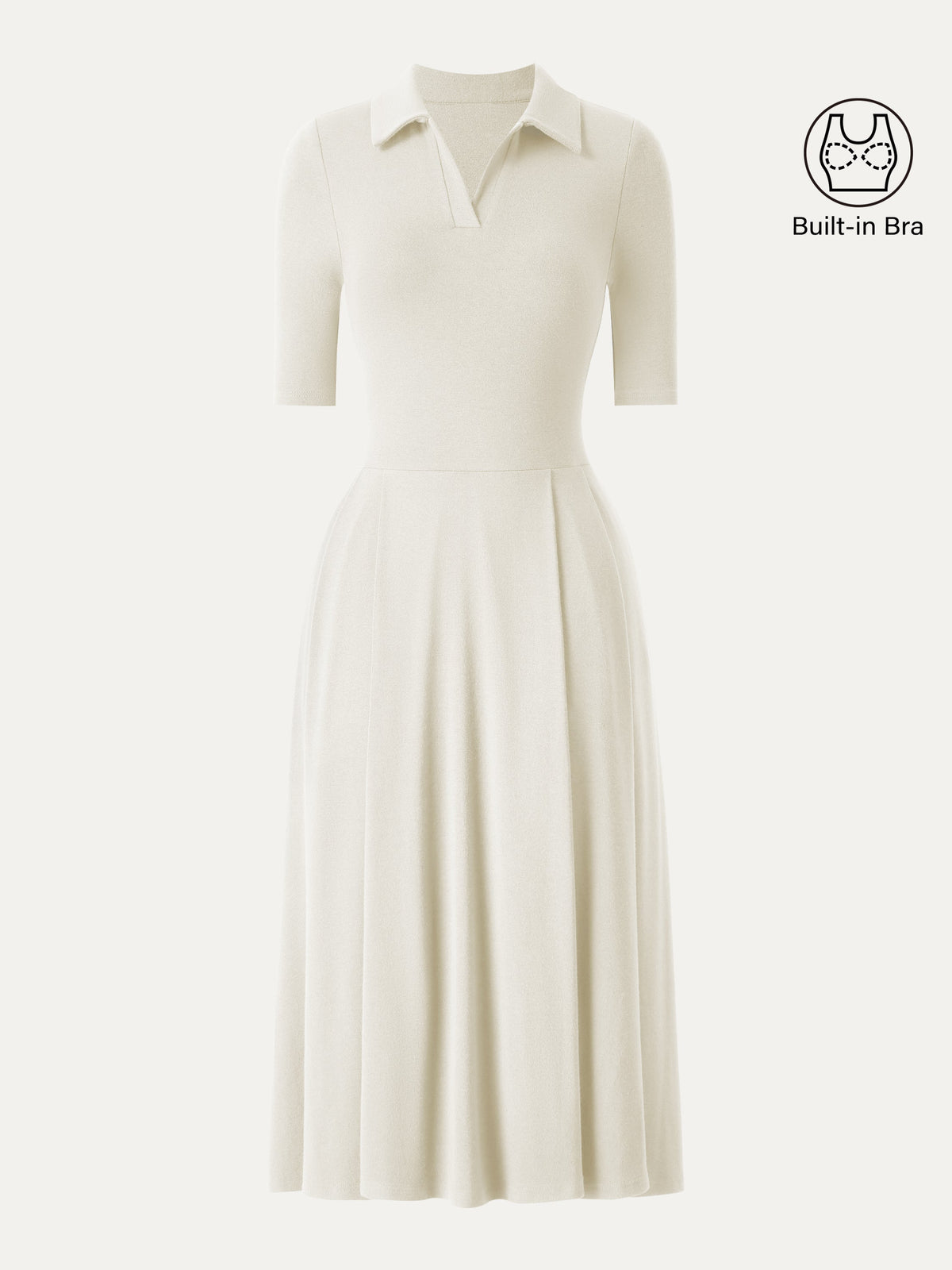 OGLmove Women's Polo Neck Elbow-Sleeve Midi Bra Dress