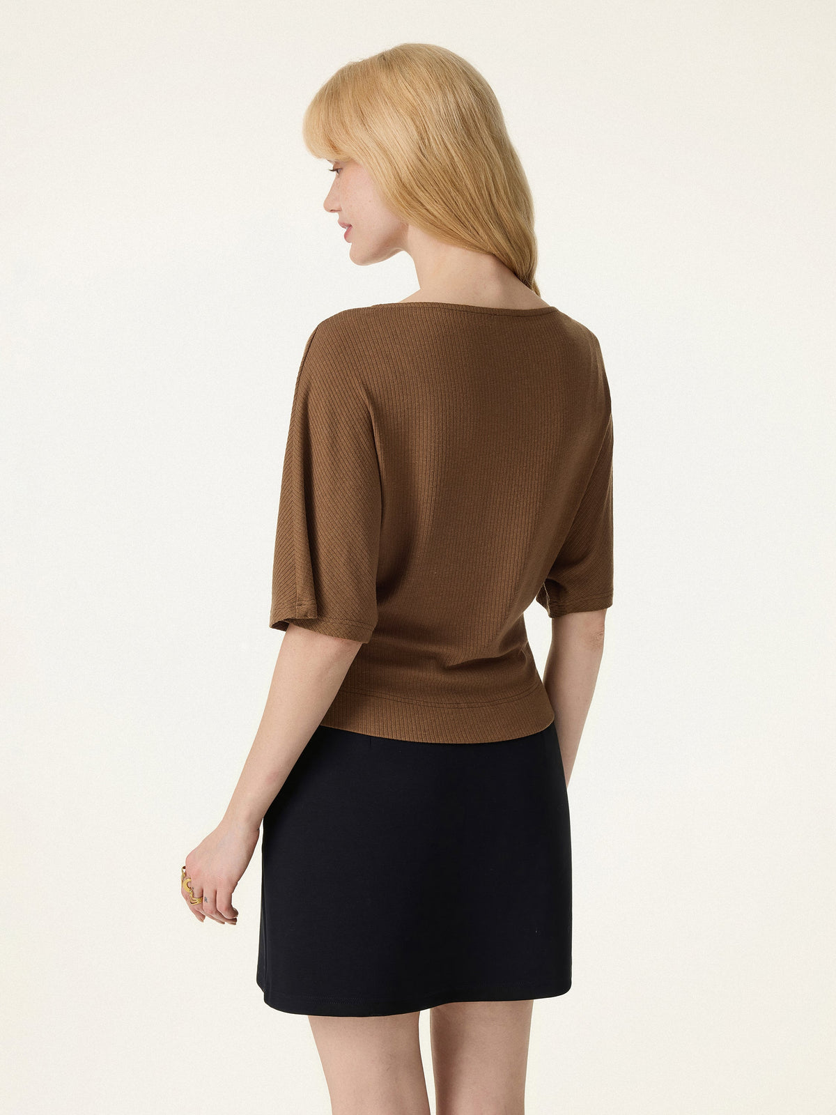 OGLmove Women's Soft Ribbed Boatneck Relaxed Top