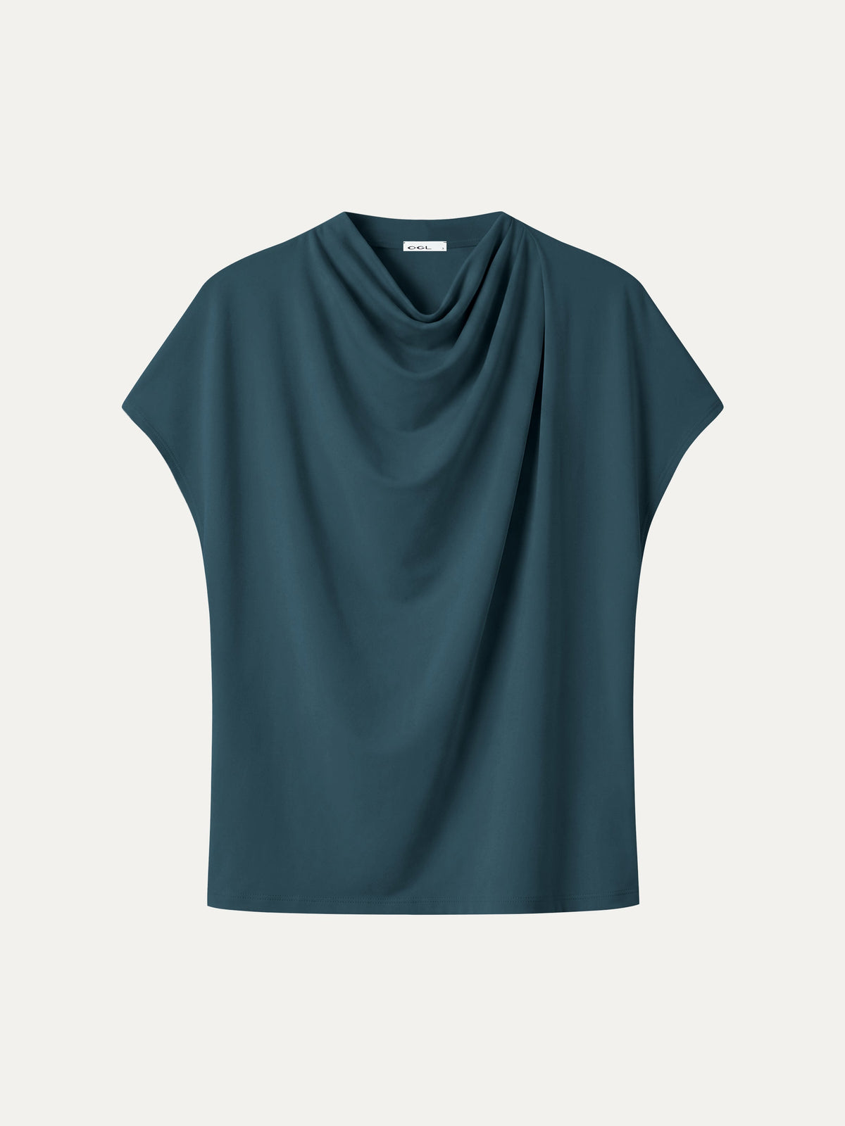 OGLmove Women's Eco-Mousse® Draped Mock Neck Cap Sleeve Top