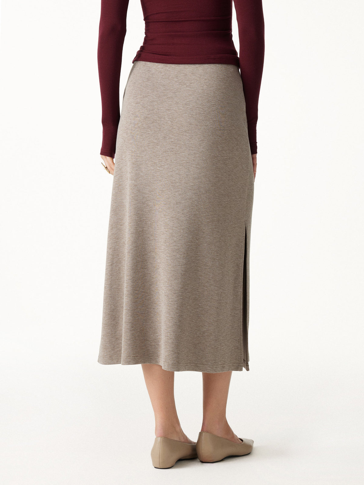 OGLmove Women's Eco-Mousse Side-Slit A-Line Midi Skirt