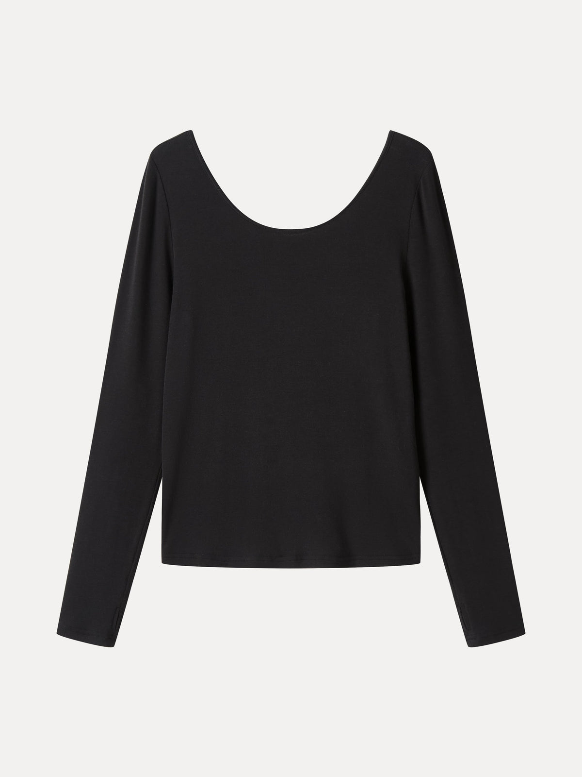 OGLmove Women's Lyocell-Wool Scoop Neck Thumbhole Long Sleeve Top
